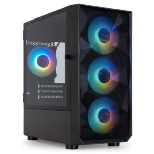 tooq seizure caja minitorre gaming micro atx/mini itx panel lateral cristal templado tamaño disco soportado 3.5", 2.5" usb3.0, 2.0, audio hd 4 ventiladores 120mm argb incluidos soporta refrigeracion liquida color negro