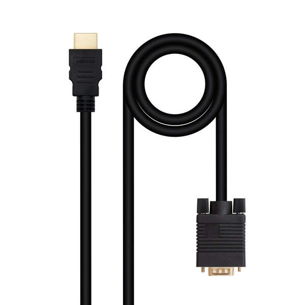 nanocable cable conversor hdmi a vga, hdmi/m vga/m 1.8m color negro