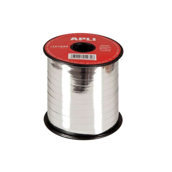 apli rollo de cinta para envolver regalos de 7mmx250m acabado brillante color plata
