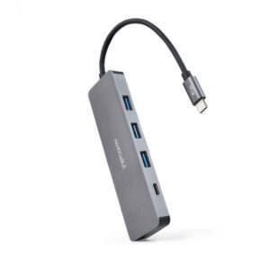 nanocable hub usb c/m a 3xusb3.0/h + 1xusb c/h 10cm color aluminio
