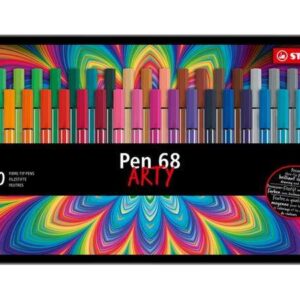 stabilo pen 68 arty caja metalica de 40 rotuladores punta de fibra trazo de 1mm aprox. tinta a base de agua capuchon ventilado colores surtidos