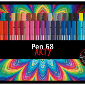 stabilo pen 68 arty caja metalica de 50 rotuladores punta de fibra trazo de 1mm aprox. tinta a base de agua capuchon ventilado colores surtidos
