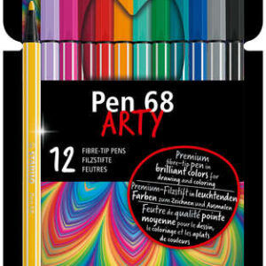 stabilo pen 68 arty pack de 12 rotuladores punta de fibra trazo de 1mm aprox. tinta a base de agua capuchon ventilado colores surtidos