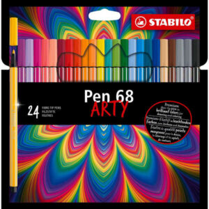 stabilo pen 68 arty pack de 24 rotuladores punta de fibra trazo de 1mm aprox. tinta a base de agua capuchon ventilado colores surtidos