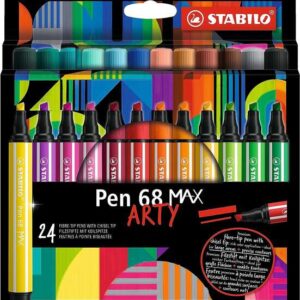 stabilo pen 68 max arty pack de 24 rotuladores punta de fibra biselada trazo entre 1 5mm aprox. tinta a base de agua colores surtidos