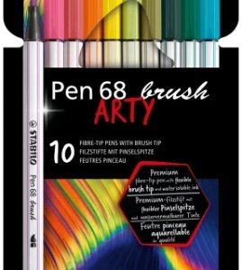 stabilo pen 68 brush arty pack de 10 rotuladores punta de pincel tinta a base de agua colores surtidos