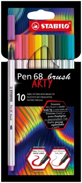 stabilo pen 68 brush arty pack de 10 rotuladores punta de pincel tinta a base de agua colores surtidos