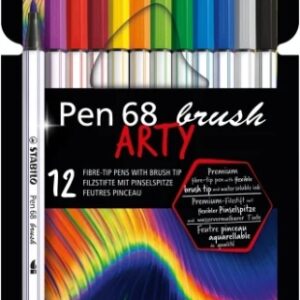 stabilo pen 68 brush arty pack de 12 rotuladores punta de pincel tinta a base de agua colores surtidos