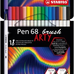 stabilo pen 68 brush arty pack de 18 rotuladores punta de pincel tinta a base de agua colores surtidos