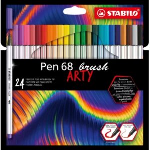stabilo pen 68 brush arty pack de 24 rotuladores punta de pincel tinta a base de agua colores surtidos