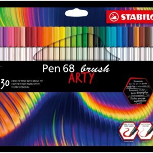 stabilo pen 68 brush arty pack de 30 rotuladores punta de pincel tinta a base de agua colores surtidos