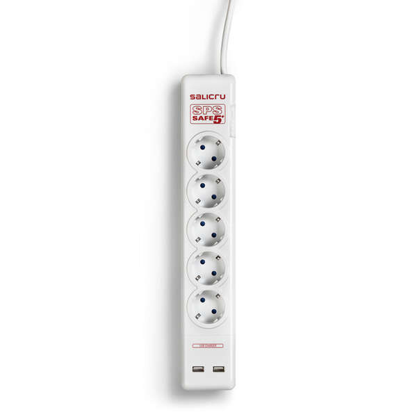 salicru regleta sps safe 5+ protectores electricos activos de ultima generacion 5 tomas schuko color blanco