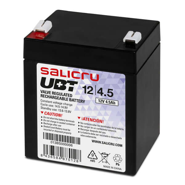 salicru ubt 12/4,5 bateria agm recargable de 4,5 ah / 12 v color negro