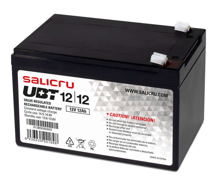 salicru ubt 12/12 bateria agm recargable de 12 ah / 12 v color negro