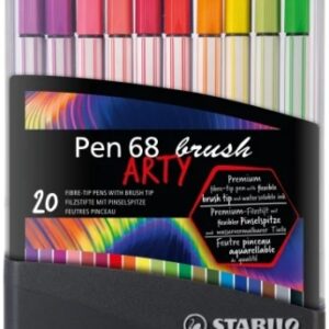 stabilo pen 68 brush arty caja de plastico rigida con 30 rotuladores punta de pincel tinta a base de agua colores surtidos