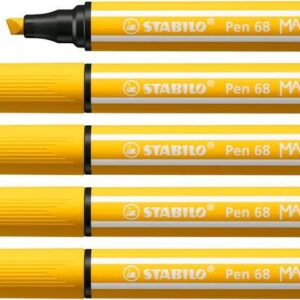 stabilo pen 68 max rotulador punta de fibra biselada trazo entre 1 5mm aprox. tinta a base de agua color amarillo