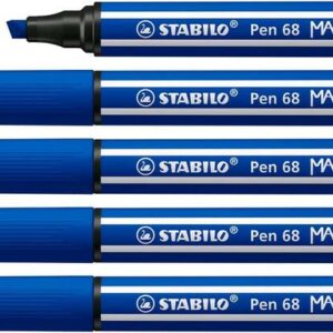 stabilo pen 68 max rotulador punta de fibra biselada trazo entre 1 5mm aprox. tinta a base de agua color azul marino