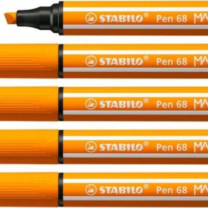 stabilo pen 68 max rotulador punta de fibra biselada trazo entre 1 5mm aprox. tinta a base de agua color naranja