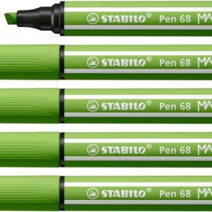 stabilo pen 68 max rotulador punta de fibra biselada trazo entre 1 5mm aprox. tinta a base de agua color verde claro