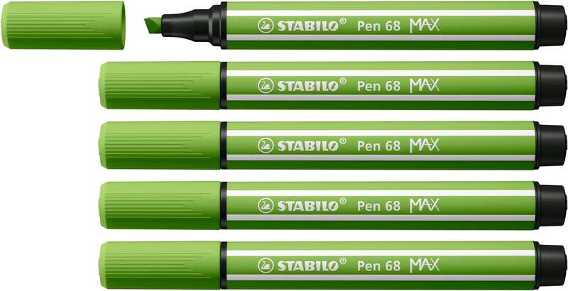 stabilo pen 68 max rotulador punta de fibra biselada trazo entre 1 5mm aprox. tinta a base de agua color verde claro