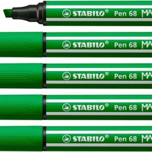 stabilo pen 68 max rotulador punta de fibra biselada trazo entre 1 5mm aprox. tinta a base de agua color verde