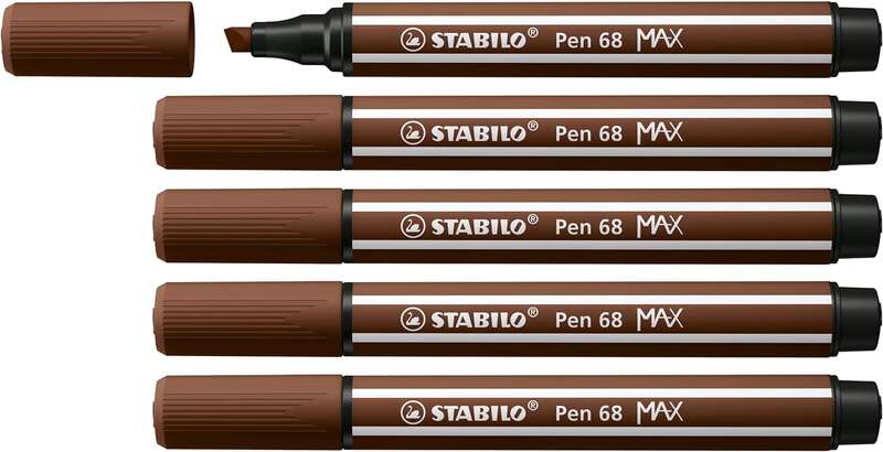stabilo pen 68 max rotulador punta de fibra biselada trazo entre 1 5mm aprox. tinta a base de agua color marron