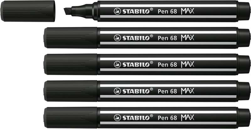 stabilo pen 68 max rotulador punta de fibra biselada trazo entre 1 5mm aprox. tinta a base de agua color negro