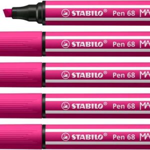 stabilo pen 68 max rotulador punta de fibra biselada trazo entre 1 5mm aprox. tinta a base de agua color rosa
