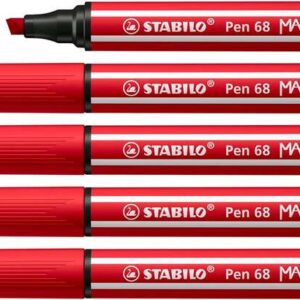 stabilo pen 68 max rotulador punta de fibra biselada trazo entre 1 5mm aprox. tinta a base de agua color rojo carmin