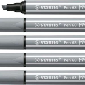 stabilo pen 68 max rotulador punta de fibra biselada trazo entre 1 5mm aprox. tinta a base de agua color gris