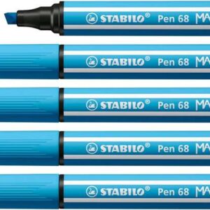 stabilo pen 68 max rotulador punta de fibra biselada trazo entre 1 5mm aprox. tinta a base de agua color azul celeste