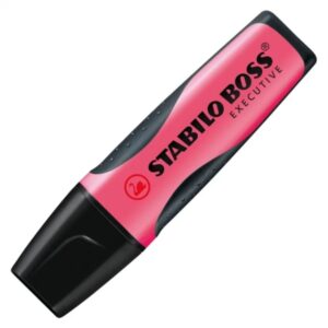 stabilo boss executive marcador fluorescente zona de agarre trazo entre 2 y 5mm recargable tinta con base de agua color rosa