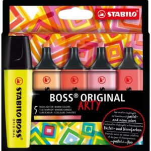 stabilo boss original arty pack de 5 marcadores fluorescentes colores calidos trazo entre 2 y 5mm tinta con base de agua
