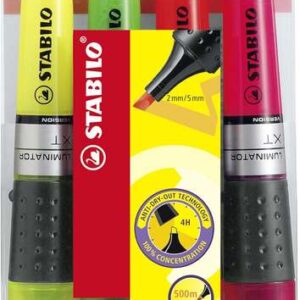 stabilo luminator pack de 4 marcadores fluorescentes mayor suministro de tinta zona de agarre trazo entre 2 y 5mm colores verde, amarillo, rosa y naranja