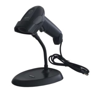 approx lector de codigos de barras 1d usb con soporte indicador led, beeper velocidad 300 veces por segundo color negro