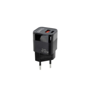 tooq cargador de pared usb c/pd + usb a/qc 20w color negro