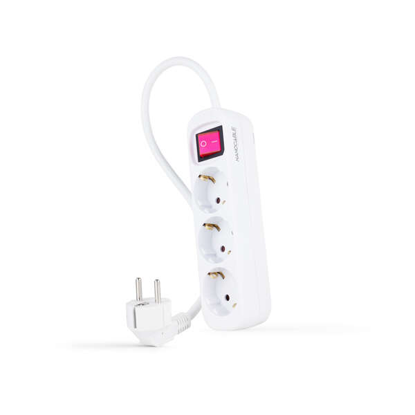 nanocable regleta 3 tomas interruptor 1.4m color blanco