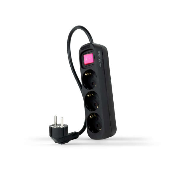 nanocable regleta 3 tomas interruptor 1.4m color negro