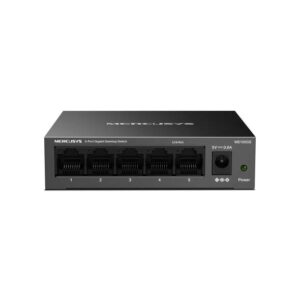 mercusys switch 5 puertos gigabit rj45 10/100/1000mbps con auto negociacion diseño compacto plug & play tecnologia verde