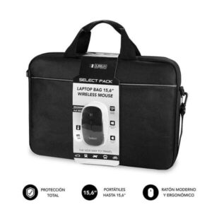 subblim maletin select pack con raton wireless hasta 156 pulgadas interior acolchado y reforzado compartimento separado para el portatil raton inalambrico ergonomico y extraplano sensor optico de 1200 dpi color negro