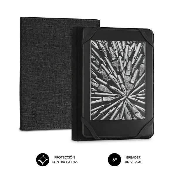 subblim funda ereader 6" resistente interior aterciopelado plegado comodo sujecion sin daños color negro