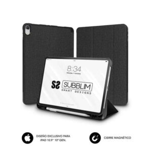 subblim funda exclusiva para ipad 10ª generacion de 10,9 pulgadas shock case bordes reforzados carcasa trasera rigida diseño ultraligero funcion atril espacio para apple pencil cierre magnetico color negro