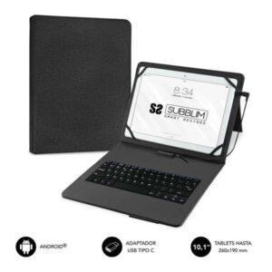 subblim keytab pro usb teclado con funda universal para tablets comodidad y flexibilidad al escribir angulo ideal para escribir o ver videos atril magnetico color negro