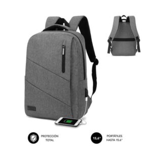 subblim mochila city para portatiles de hasta 15,6" resistente al agua diseño actual y practico correas ajustables color gris