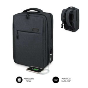 subblim mochila para portatiles de 15,6" espacio acolchado para portatil bolsillo para tablet organizadores internos puerto usb color negro