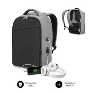 subblim mochila antirrobo para portatiles 15,6" departamento independiente espacio acolchado air padding doble cremallera color negro/gris