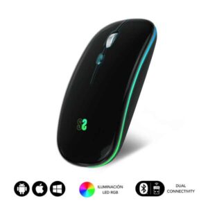 subblim raton led dual flat conectividad dual tecnologia silent click iluminacion led en 7 colores color negro