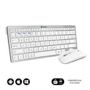 subblim combo multidispositivo compacto conectividad inalambrica multidispositivo compatible con windows, android, ios y macos control multimedia teclado en español color blanco