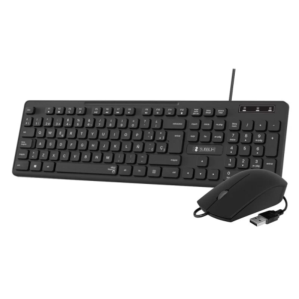 subblim combo business slim silencioso con cable usb teclado y raton teclas ergonomicas de bajo perfil resistente a derrames pulsaciones silenciosas diseño ergonomico color negro