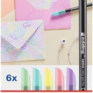 edding 1200 pastel pack de 6 rotuladores punta redonda trazo 1mm tinta con base de agua colores pastel surtidos